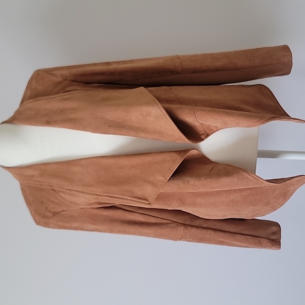 NWT BB Dakota Camel Rust Women Drape Front Faux Suede Jacket Size Medium